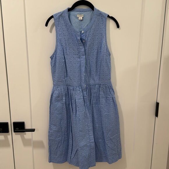 J. Crew Dresses & Skirts - Jcrew periwinkle a line eyelet dress size 4 with pockets